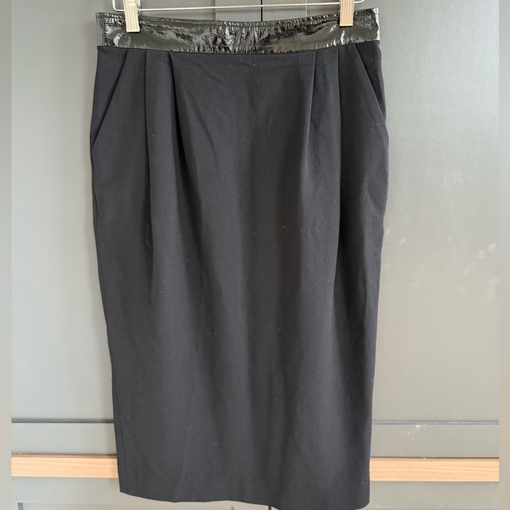 Dolce & Gabbana Wool Blend Skirt w/ Patent Trim • 44